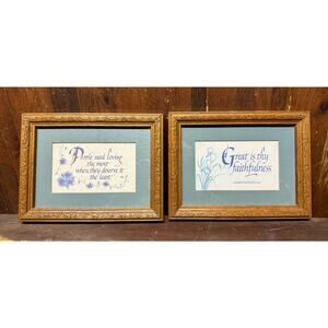 Set of 2 Vintage Framed Inspirational Prints